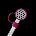 Pink dragon fruit silicone straw topper with transparent reusable drinking straw - Fruit / 10mm