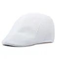 Classic white mesh breathable flat cap with lightweight summer sunshade peak - M (56-58cm) / White