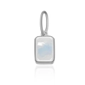 Elegant s925 silver square pendant featuring a milky blue moonstone gemstone - Platinum-June