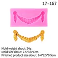 Pink silicone mold with vintage curtain relief pattern for fondant and chocolate decor - 2# 17-157 Floral Leaf / Pink