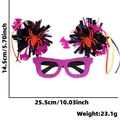 Purple glitter Halloween glasses with spooky spiders, bats, and colorful ribbons - Red Spider Style