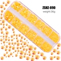Flatback yellow resin rhinestones for nail art in a 12-grid organizer box, 36g set - Deep Orange Yellow AB (ZSHZ-890)