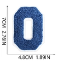 Detailed view of blue chenille embroidery letter patch with white border and 7cm dimensions - Blue-Letter O