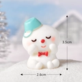 Miniature snowman figurine with blue hat and red bow tie, height 3.5cm, for decor - Shy Snowman (5)