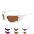 Y2K sporty wrap sunglasses with white frames and brown lenses in multiple color options - White Frame Brown Lens
