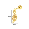 Vergoldeter Blatt-Piercing-Ohrring mit weißen Zirkonia-Steinen und 1cm Anhänger - Blatt (2640-9#) / Gold