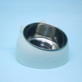 Mint green tilted stainless steel cat bowl with ergonomic neck protection design - 400ml / Matcha Green