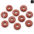 Set of 10 red jasper natural stone donut pendants with unique earth-toned textures - 18mm Red Jasper (Single)