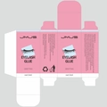 Boîte rose et blanche de colle à faux cils 5ml montrant les détails et la marque JMJS - Édition Anglaise Transfrontalière Universelle