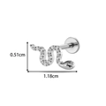 Zilveren slangenoorknop van titanium met zirkonia en afmetingen 1,18cm bij 0,51cm - Slang Zirkonia Stijl (T2554-2#) / Zilver