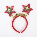 Festive red Christmas headband with layered colorful stars and golden tassel charms - TK54 Three Layer Star Spring