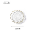 Small 16cm glass fruit plate with gold rim and hammered texture for dessert display - Small / Clear White