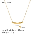 Collar de acero inoxidable chapado en oro con diseño de bambú y corazón - Oro de 18K / Estilo Hoja de Bambú (HF-X2295)