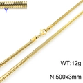 18k gold plated round snake chain necklace with lobster clasp, 500mm long and 3mm wide - Gold 3mmx500mm(KN203786-Z)