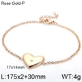 Bracciale cuore minimalista oro rosa con ciondolo 17x14mm e catena regolabile da 175mm - Bracciale Oro Rosa