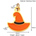 Detailed size specifications of orange stainless steel wizard hat charm pendant - Witch Hat