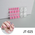 Detail of pink and silver 3D toenail stickers with pearls and rhinestones design JT-025 - Pink Base Gold Glitter Silver Geometric (JT-025)