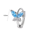 Silver butterfly earring with blue marquise cubic zirconia stones, height 4.2mm - #12 Blue Butterfly Style
