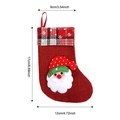 Christmas stocking with Santa Claus 3D applique and red black plaid cuff hanging decor - Small Linen Snowflake Santa Stocking