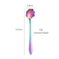 Rainbow stainless steel cosmos flower spoon showing 12.5cm length measurements - Iridescent Cosmos