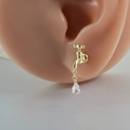 Creative 18K gold-plated faucet stud earring with clear water drop zircon pendant - 0.8x6x3mm / Gold Teardrop Pendant