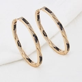 Twisted rope hoop earrings in gold with black and brown pavé zircon leopard pattern - Twisted Three-Color Zircon-EA06-2