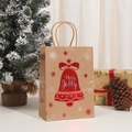Brown kraft paper Christmas gift bag with metallic red holly jolly bell and snowflakes - Kraft Paper / 025-6 Holly Jolly Bell (21x15x8)