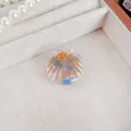 Pink and blue shell-shaped hair claw clip in shimmering iridescent acetate finish - Blue Pink