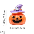 Miniature pumpkin ornament with purple wizard hat and ghost, size 1.06x0.94 inches - Pumpkin with Purple Skull Hat