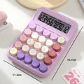 Pastel purple 12-digit scientific calculator with colorful round buttons and large display - Mechanical Button 12-Digit Purple 817s
