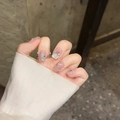 Unghie finte artigianali con farfalle d'argento 3D e strass brillanti per manicure - XS / 2121-Bara Extra Corta