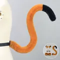 Plush Lolita cat cosplay set in camel and black featuring tail, ears, collar and cuffs - One Size / Meow Cat Tail-Camel Black