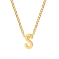 Polished 18K gold letter S pendant on a titanium steel cable chain necklace - Letter S / Gold