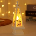 Weiße LED Weihnachtslaterne mit Schneemann Motiven und warmem festlichem Lichteffekt - Schneemann