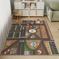 Kids city road map play rug for bedroom with town layout and parking design - 60*90cm / City Roundabout Traffic Rug