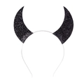 Sparkly black devil horn headband for Halloween costumes with shiny glitter finish - One Size / Black