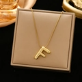 Minimalist 18K gold-plated stainless steel necklace featuring a balloon letter F pendant - Gold-F