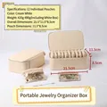 Set organizer gioielli da viaggio con 12 sacchetti in pelle PU crema, 21,5x11,5x8,5cm - Bianco Sporco