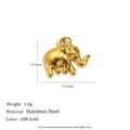 Golden 18K gold-plated stainless steel elephant charm pendant for DIY jewelry - Elephant Pendant - Gold