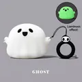 Glow in the dark ghost silicone case for AirPods with skull ring strap detail - Transparent Ghost + Hanging Ring / AirPods 1/2 Gen