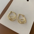 Orecchini a doppio cerchio dorati con design a spirale moderno e stile minimalista - Orecchino a Doppio Avvolgimento / Oro