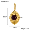Colgante vintage de acero dorado con incrustación de piedra natural de 0,7 cm - Color Ágata Negra