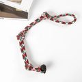 Macro shot of red green and white braided cotton rope dog chew toy with sturdy knots - Christmas Triple Knot Rope 50cm (75g)
