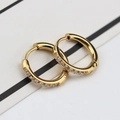 Boucles d'oreilles créoles dorées élégantes avec cristaux de zircone et fini poli - Or 1.6*6mm Pièce Unique