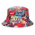 Pop-Art-Anglerhut im 90er-Jahre-Stil mit Retromustern von Kameras und Kassetten - M (56-58cm) / 90er Pop Art Druck(17#)