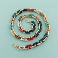 Multicolor acrylic and gold metal link bag strap with secure lobster clasps - B319 Square Mixed with Gold