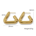 Orecchini a cerchio geometrici a triangolo in oro titanio con dimensioni di 26x29 mm - Oro
