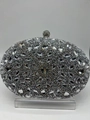 Silver sunflower evening clutch bag encrusted with sparkling rhinestones and crystals - Silver Style B