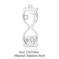 Macro detail of hourglass pendant in stainless steel with sun and moon engraving - Silver Hourglass