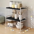 Double-tier kitchen countertop storage rack in white and black, 30.7x36x20 cm size - 30cm 2-Tier White Frame + Black Board